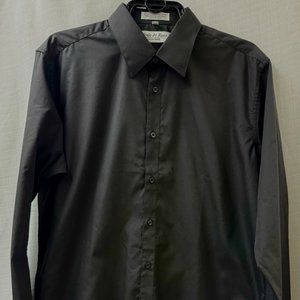 Moda Di Raza Black Button Down Long Sleeve Men's Dress Shirt 17 -1/2 , 36/37